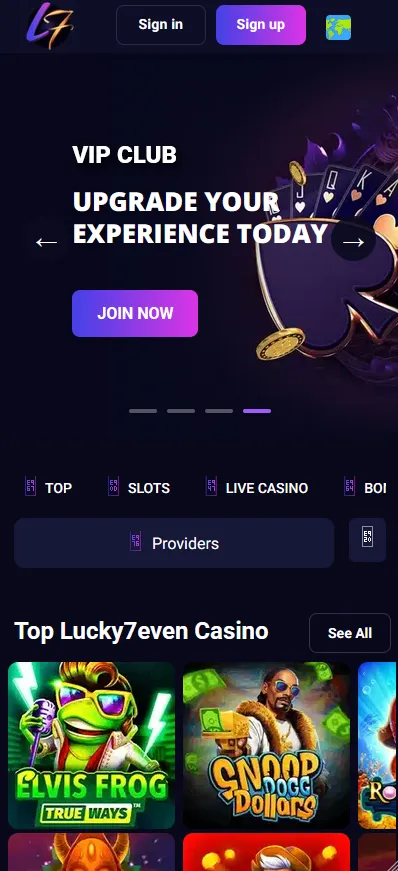 Lucky7even Casino mobile web app
